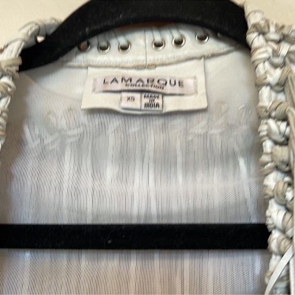 LAMARQUE WHITE LEATHER TASSEL WESTERN VEST - Picture 3 of 6